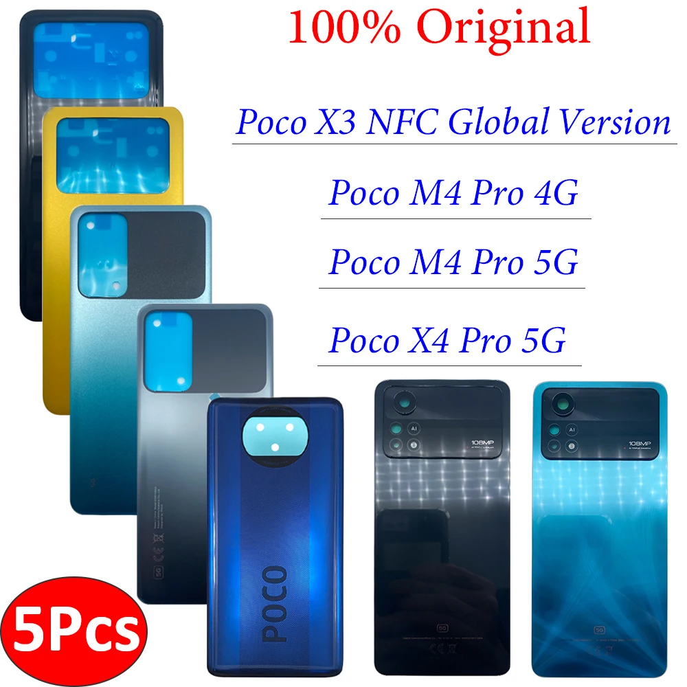 

5 шт., оригинальная задняя крышка для Xiaomi POCO X3 NFC GT X4 M4 Pro 4G