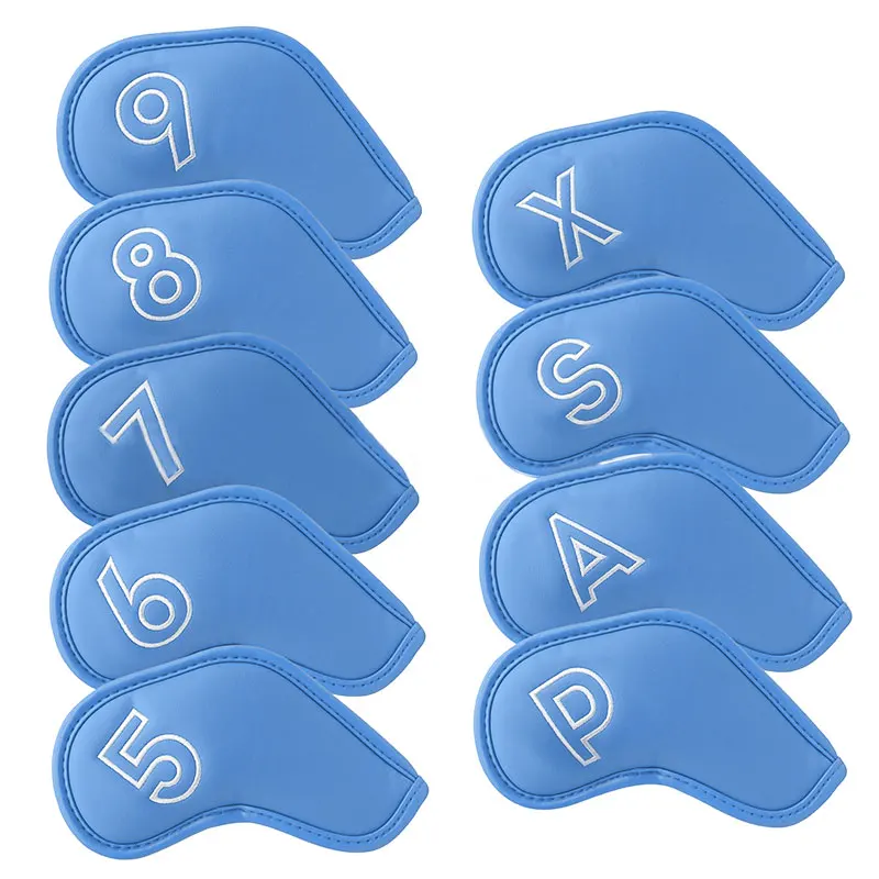 Funda de hierros de Golf de cuero PU, Putter de Golf, cubierta de cabeza, 9 piezas por juego, accesorio de Golf