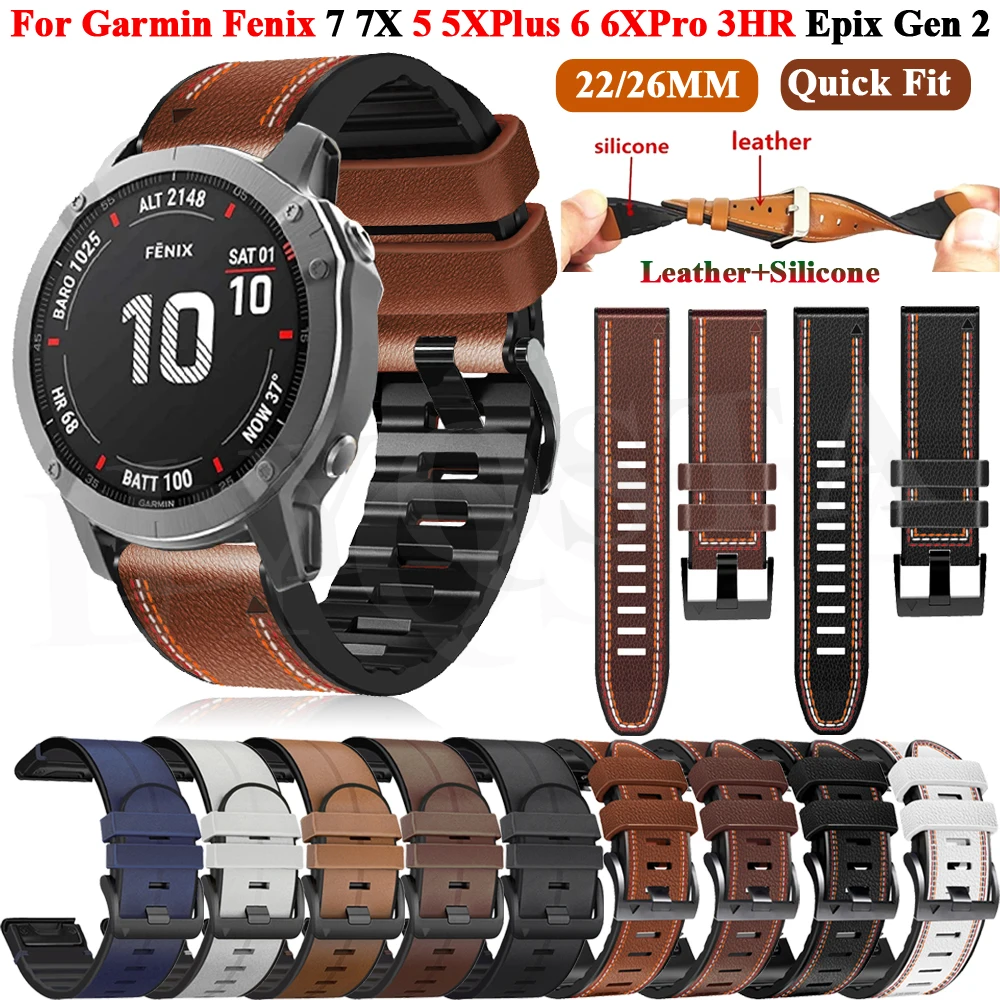 26 22mm pasek do smartwatcha dla Garmin Fenix 7 7X Epix 6XPro 6 5 5X Plus 3HR 935/945 opaska na nadgarstek szybkie dopasowanie bransoletka ze skóry syntetycznej