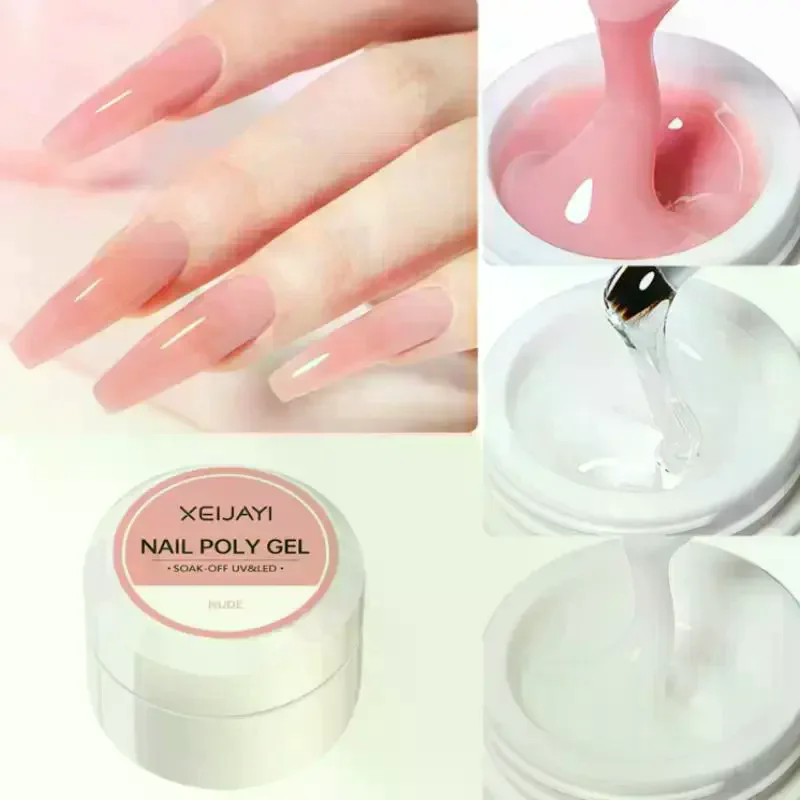Jelly Extension Nail Gel Polish Soak Off UV LED Gel Modeling Carving Glue Milky White Clear Pink Color Multicolour Nail Salon