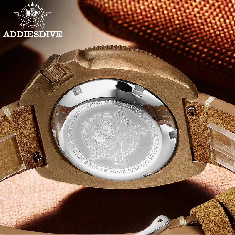 ADDIESDIVE Orologio da uomo di lusso Cusn8 Bronzo NH35 Vetro zaffiro C3 Orologi meccanici super luminosi Orologio subacqueo impermeabile 200 m