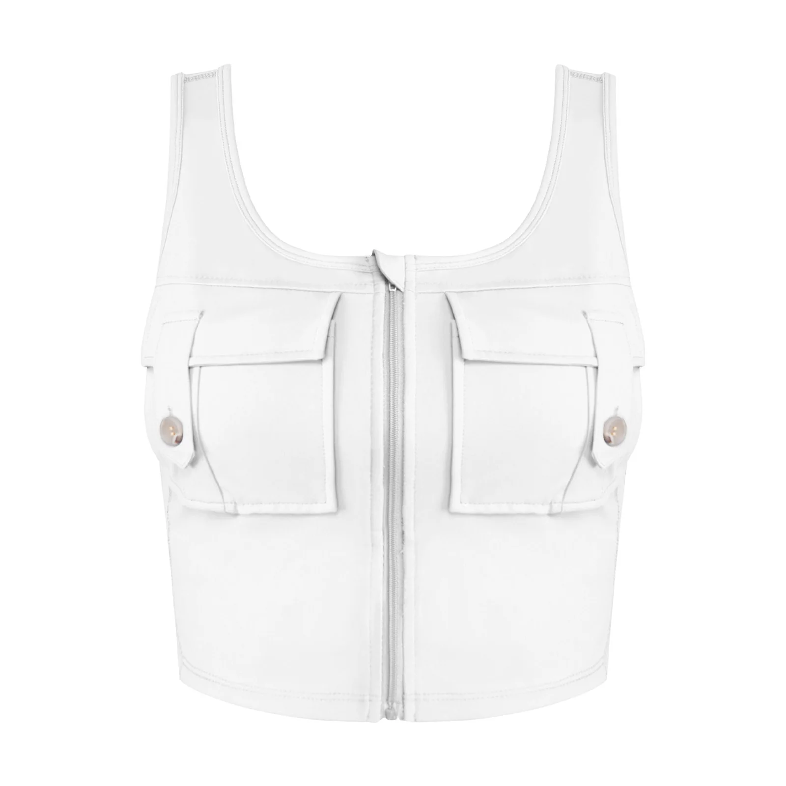 Canottiere sportive da donna per ginnastica, yoga, danza, scollo a U, senza maniche, con cerniera, tasche con patta, gilet sportivo per esercizi fitness