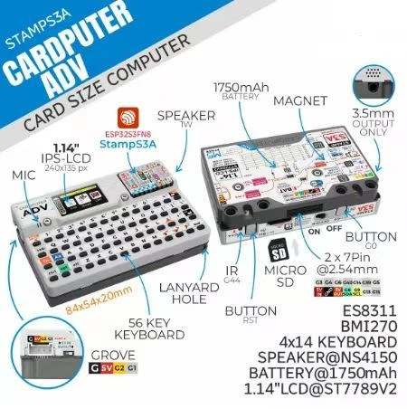 Official M5Stack Cardputer Adv - Programmable 56-key Development Board Stamp-S3A
