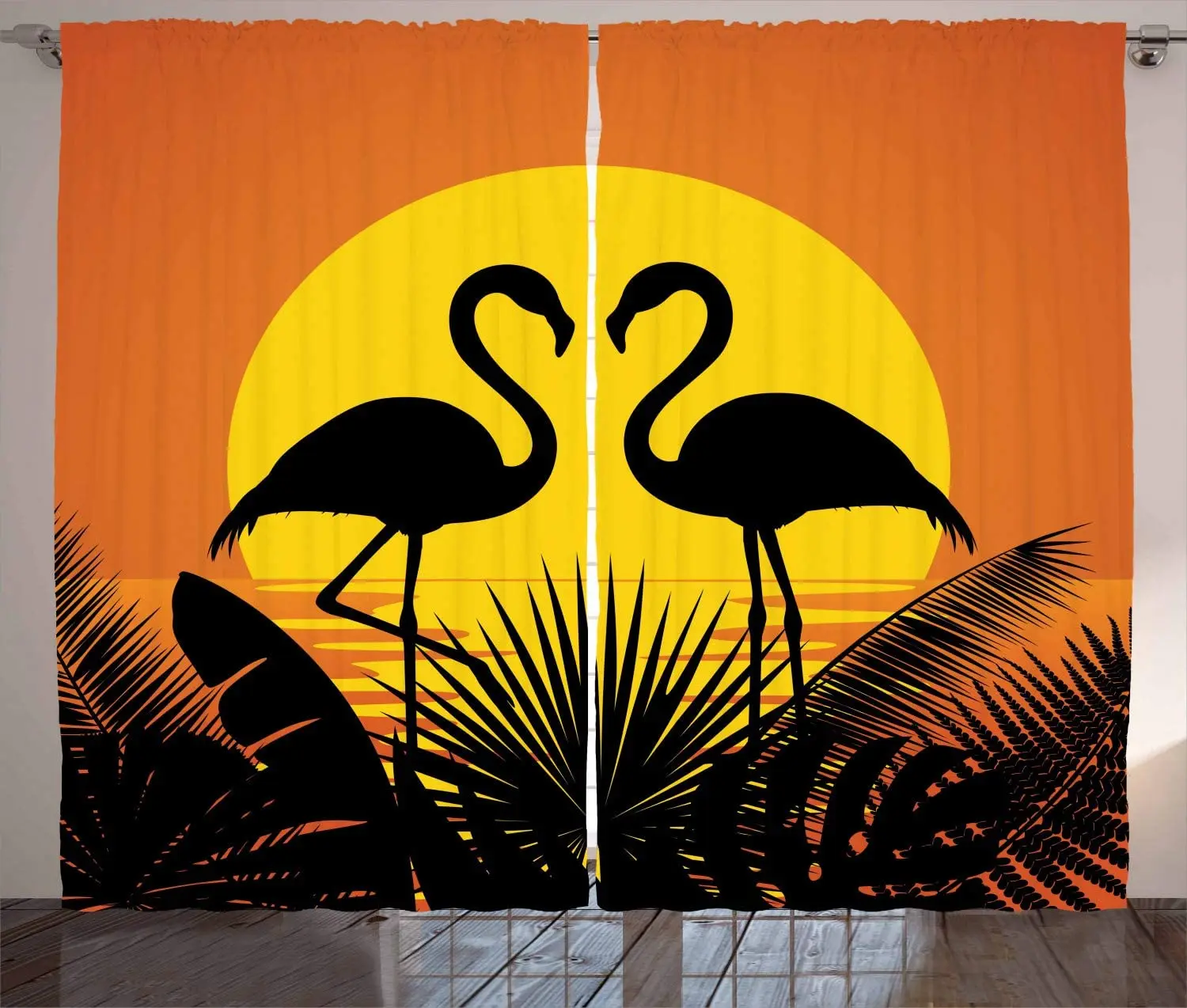 

Sunset with Romantic Flamingos Blackout Curtains 3D Print Window Curtains for Bedroom Living Room Decor Window Treatments