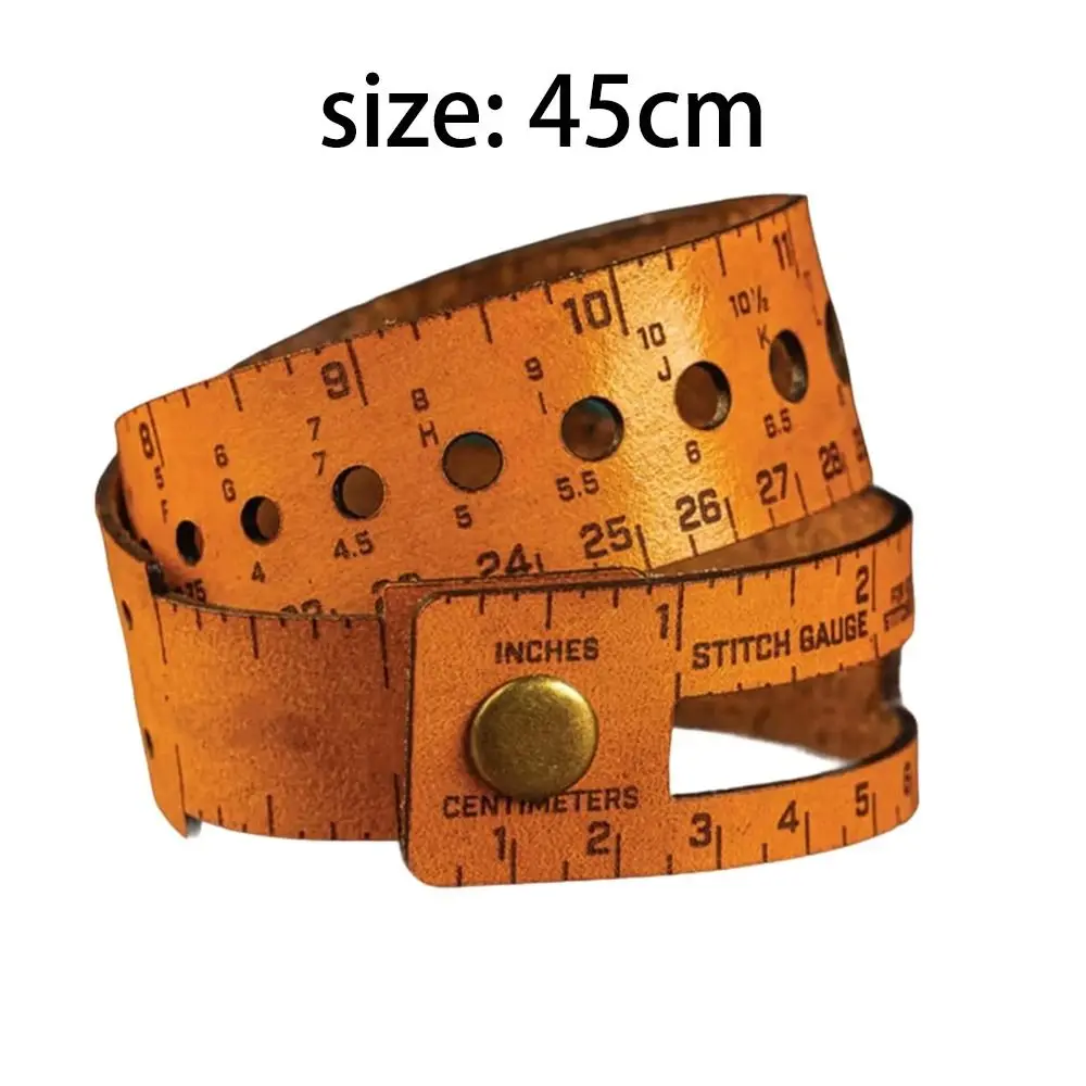 أداة قياس جلدية متعددة الوظائف 7 في 1، علامات غرزة محمولة للتخزين، مسطرة رفيق مصنوعة يدويًا