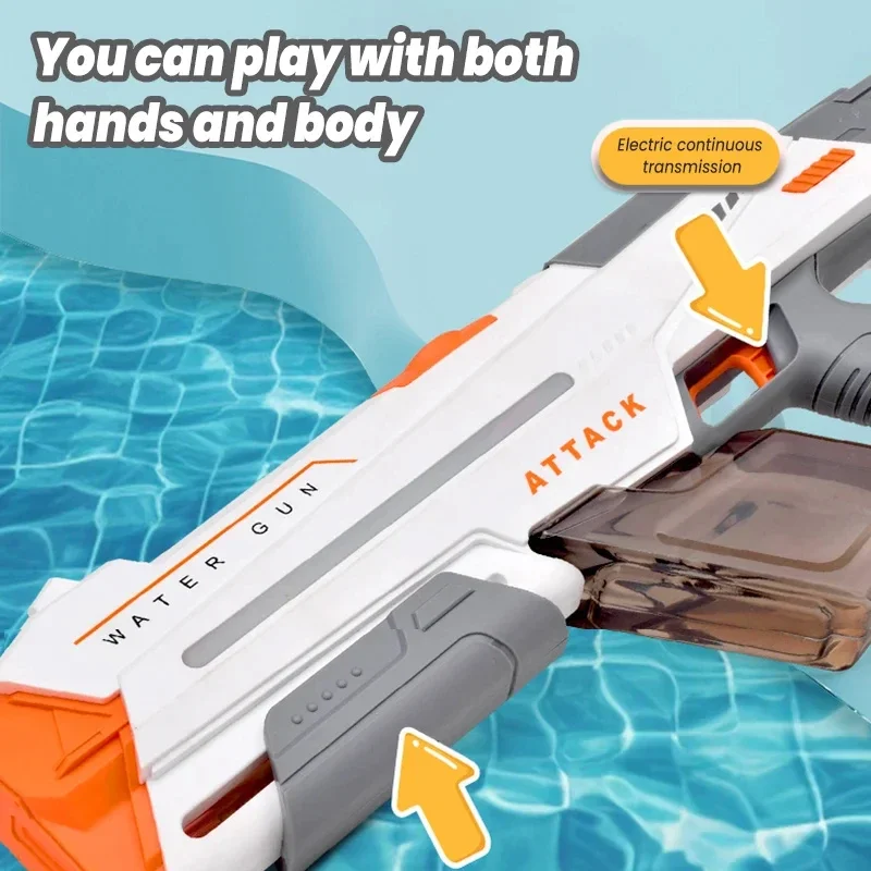 Large Capacity Electric Water Gun With LED Shooting Toys High Pressure Spray Blaster Gun Swimming Pool Summer Toy for Gift Adult