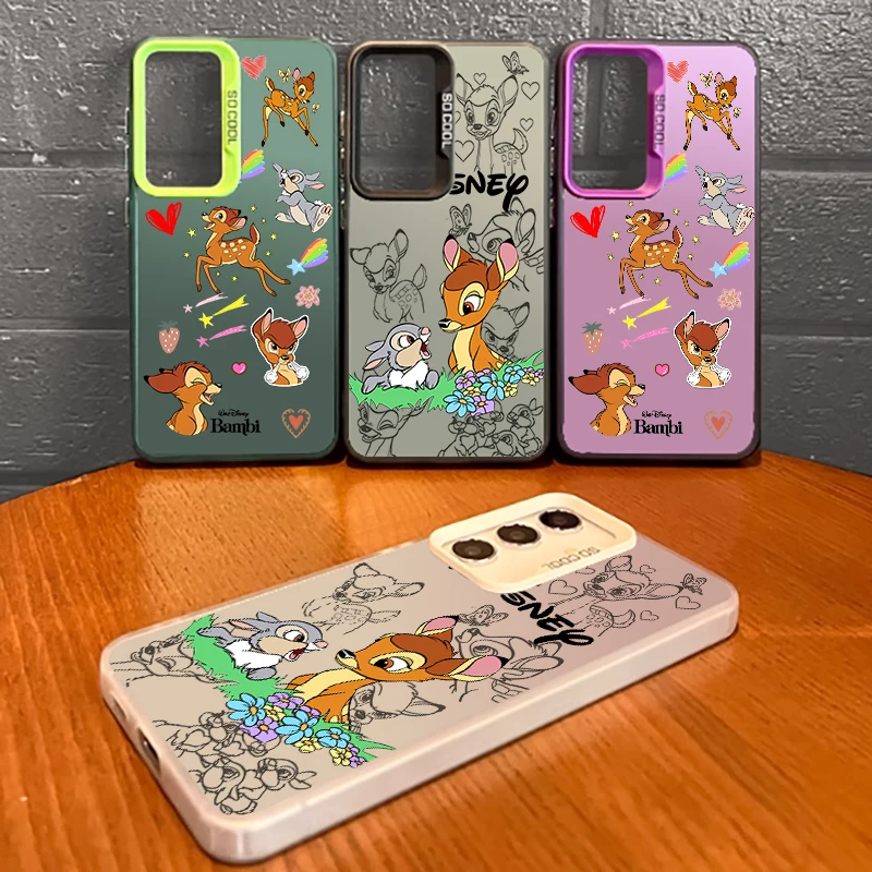 

Disney Art Bambi Fashion Cool For Samsung Galaxy S24 S23 S22 S21 S20 Note 20 Ultra Plus FE 5G Colorful Silver Cover Phone Case