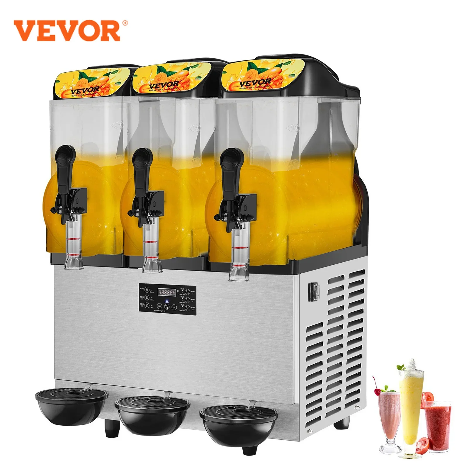 

VEVOR 1/2/3 Tanks Commercial Ice-Cool Juice Smoothie Slush Maker Frozen Beverage Cold Drink Dispenser Vending Machine for Home