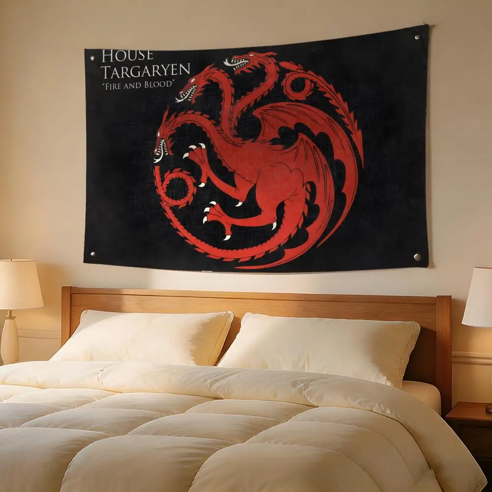 Banderas de la Casa Targaryen para Exteriores, Campamentos, Fiestas, Decoración de Pared, Arte para el Hogar