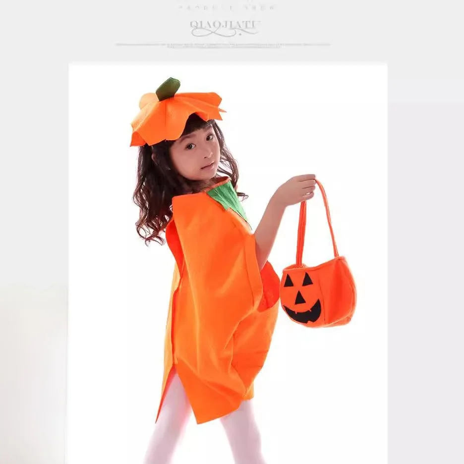 Kostium dyni na Halloween dla dzieci, strój dyni, kostium sceniczny, kapelusz dyni, wzór latarni, idealny na występy sceniczne.