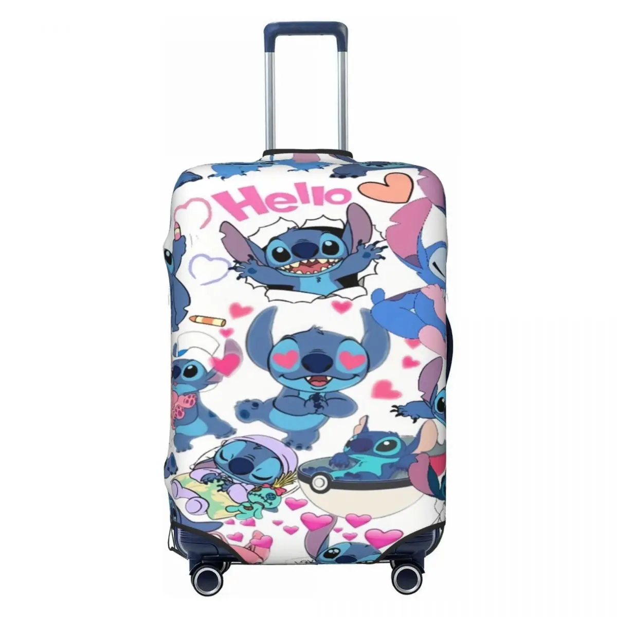 

Cute Stitch Angel Collage Suitcase Cover Elastic Little Monster Travel Luggage Covers for 18-32 inch