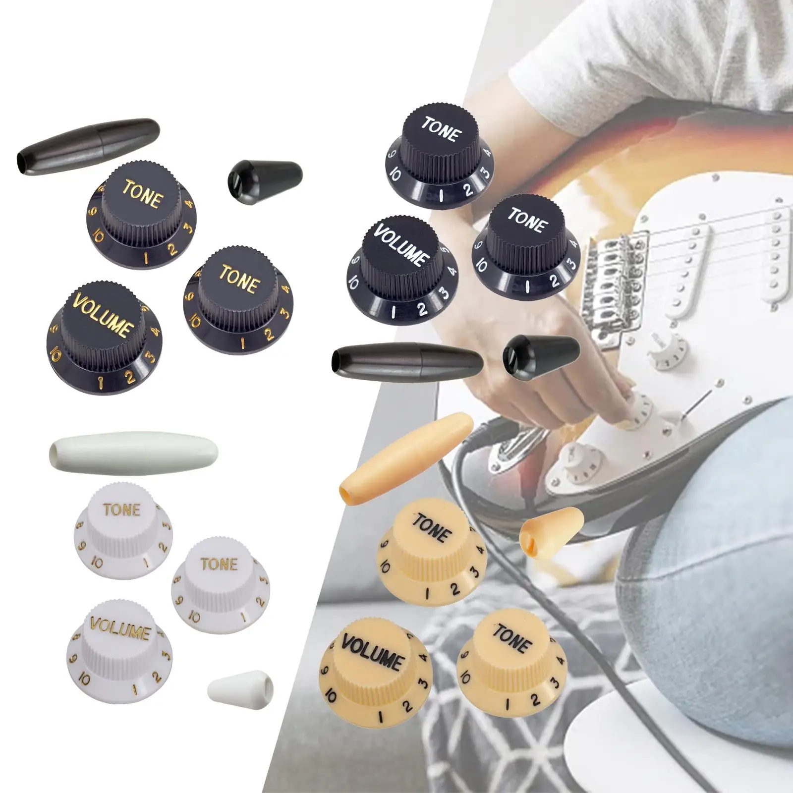 3Pcs Guitar Single ROCKER Handle Cap Gear Switch Cover DIY Professional Replaces Electric Guitar Knobs Volume Tone Control Knob