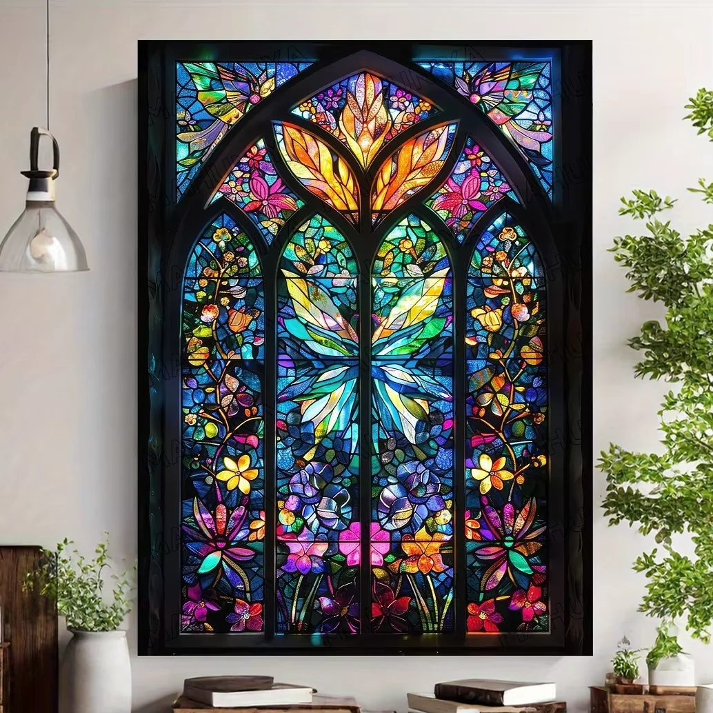 

Stained Glass Window Style Butterfly Flowers Jigsaw Puzzles DIY Adults Puzzle Games Family Fun Puzzles Educational Toys Gifts