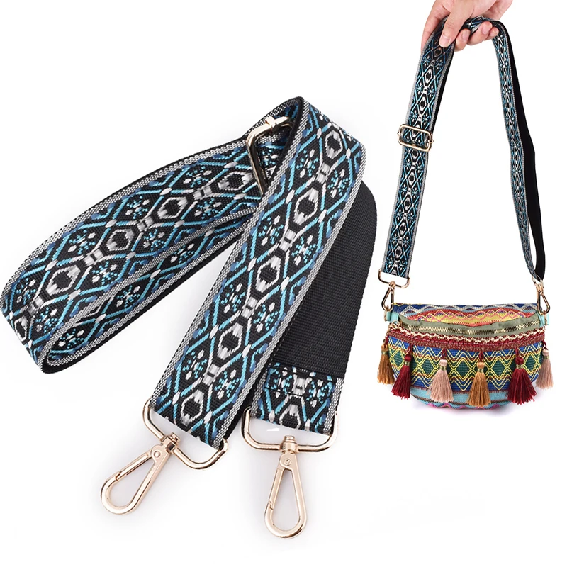 Nation Style Pattern Bags Shoulder Strap For Messenger Bag Shoulder Belt Adjustable Metal Buckle Women Handbag Accessories