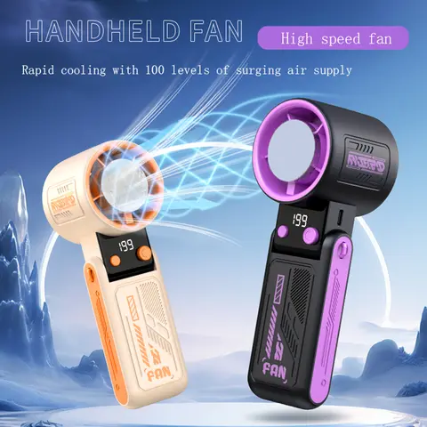 Ventilatore da collo a carica rapida USB-C da 1800 mAh |   Controllo del vento continuo a 199 velocità |   Silenzioso e pieghevole per viaggi, lavori, gite in famiglia