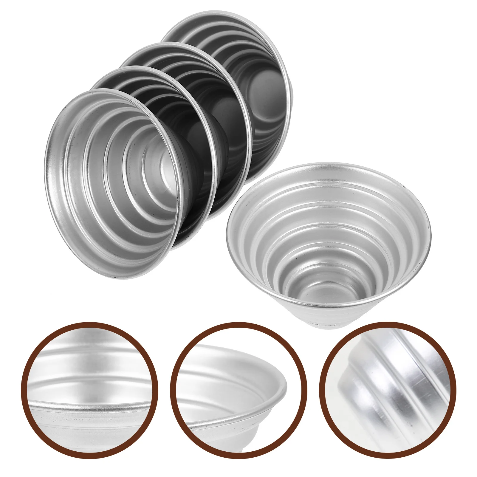 

5pcs Cake Mold Nonstick Aluminum Alloy Baking Pan For Muffin Cupcake Tart Pudding Cheese Cake Household Bakery Tool