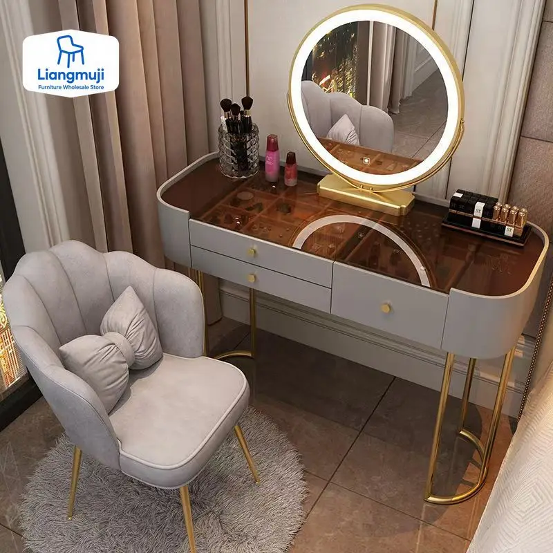 

Drawers Vanity Dressing Makeup Table Mirror Mobile Bedroom Dresser Organizer Lights Penteadeira Quarto Bedroom Furnitures
