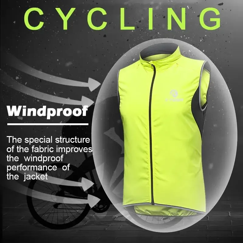 X-TIGER Cycling Jacket Windproof MTB Bike Jacket Sleeveless Vest Outdoor Cycling Windbreaker Rainproof Reflective Bike Jerseys