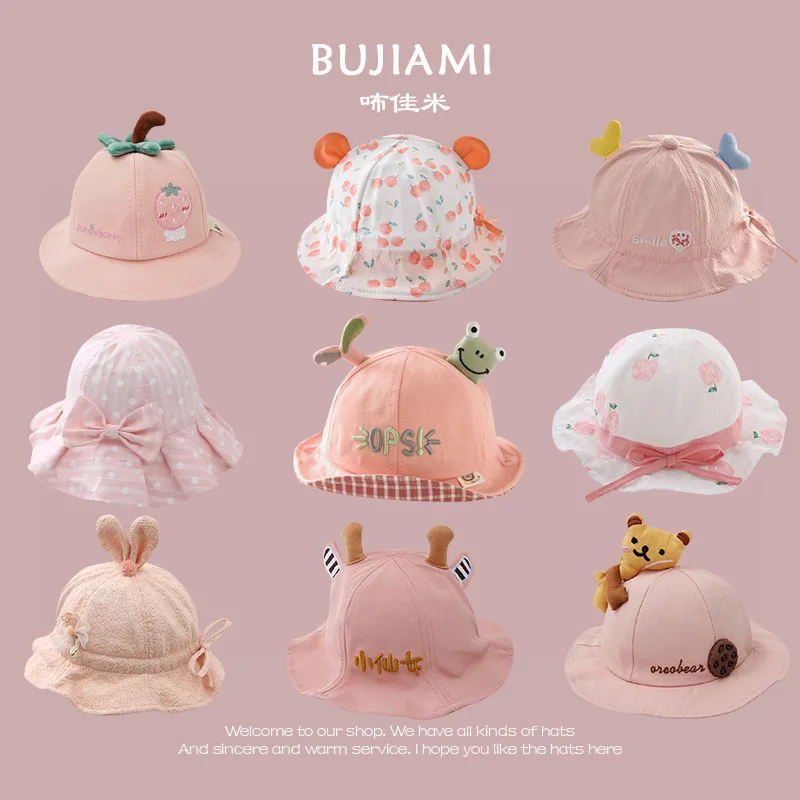 

Children's Hats Korean Baby Cute Pink Series Spring and Summer Boys and Girls' Travel Sunscreen Sunshade Fisherman Hat