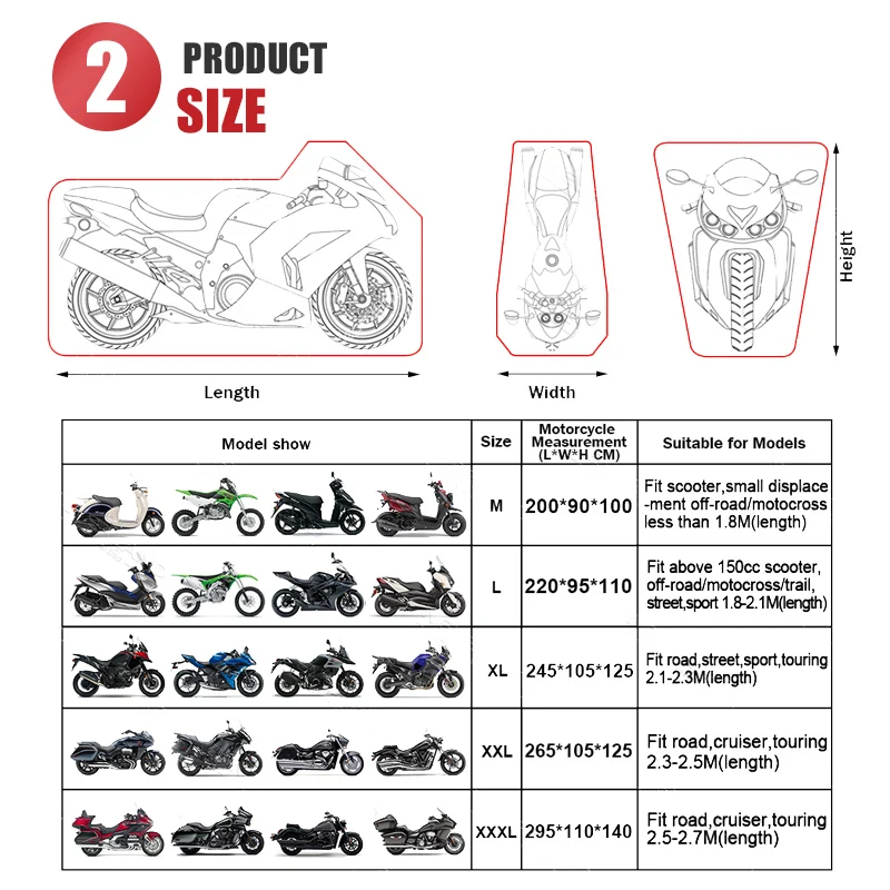 Wodoodporne akcesoria motocyklowe pokrowiec na deszcz Moto na skuter rower Uv pyłoszczelna osłona ochronna 8 kolorów M-4XL