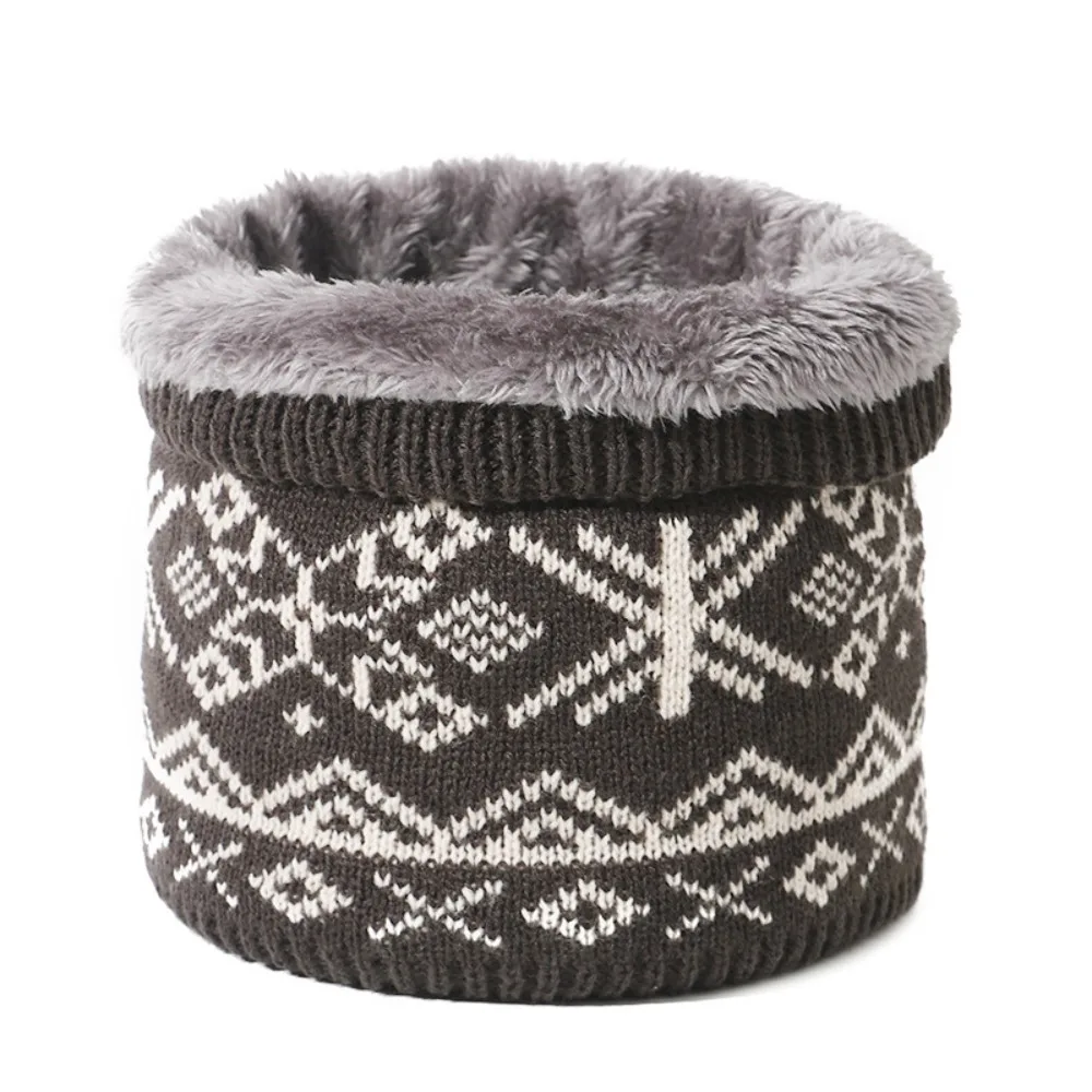 

Face Mask Windproof Winter Knitted Scarf Thick Rhombus Fleece Muffler Twist Snowflake Warm Neck Warmer Men