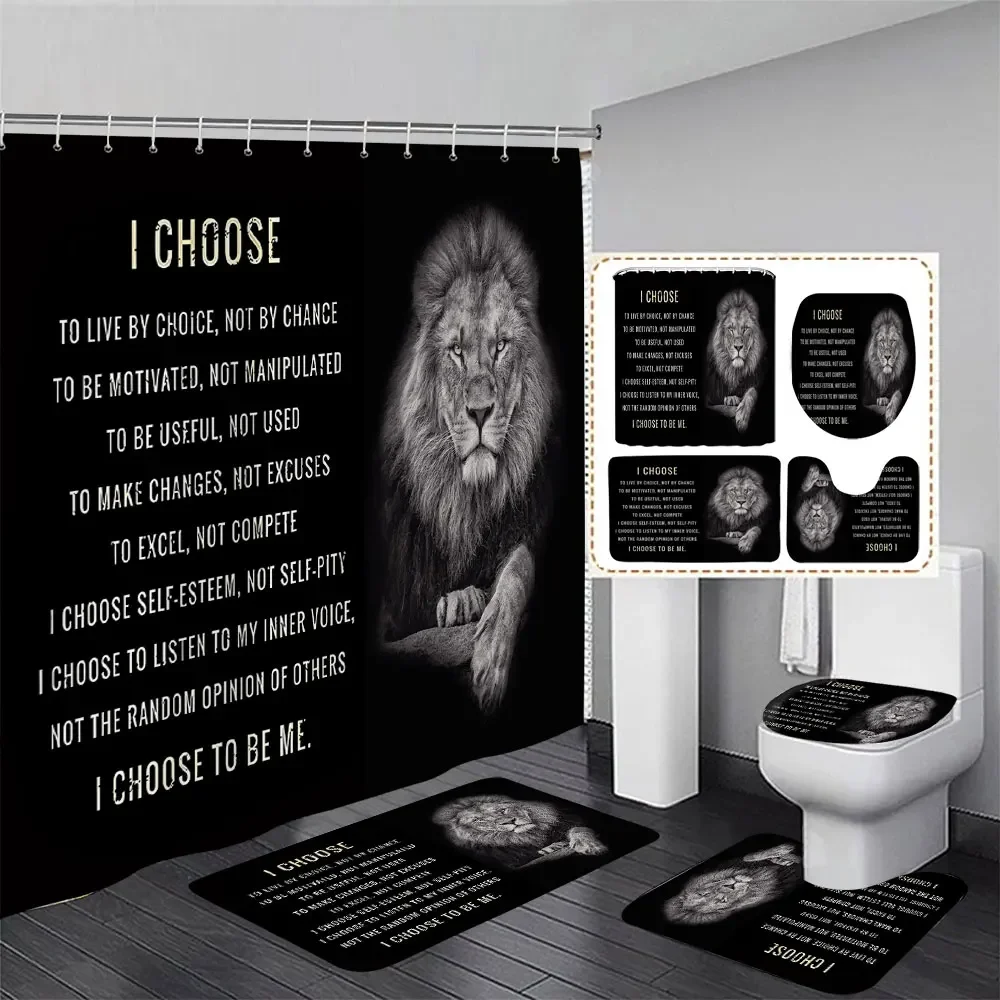 Moon Leopard Cheetah Shower Curtain Sets Bathroom Decor Sets Bathroom Curtains Toilet Mat Lid Rug Accessories Animal Print 4pcs