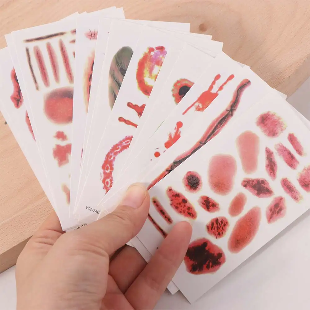 30장 빅 마우스 할로윈 타투 스티커 일회용 방수 얼굴 스티커 코스프레 소품 눈 데칼 바디 아트 스티커