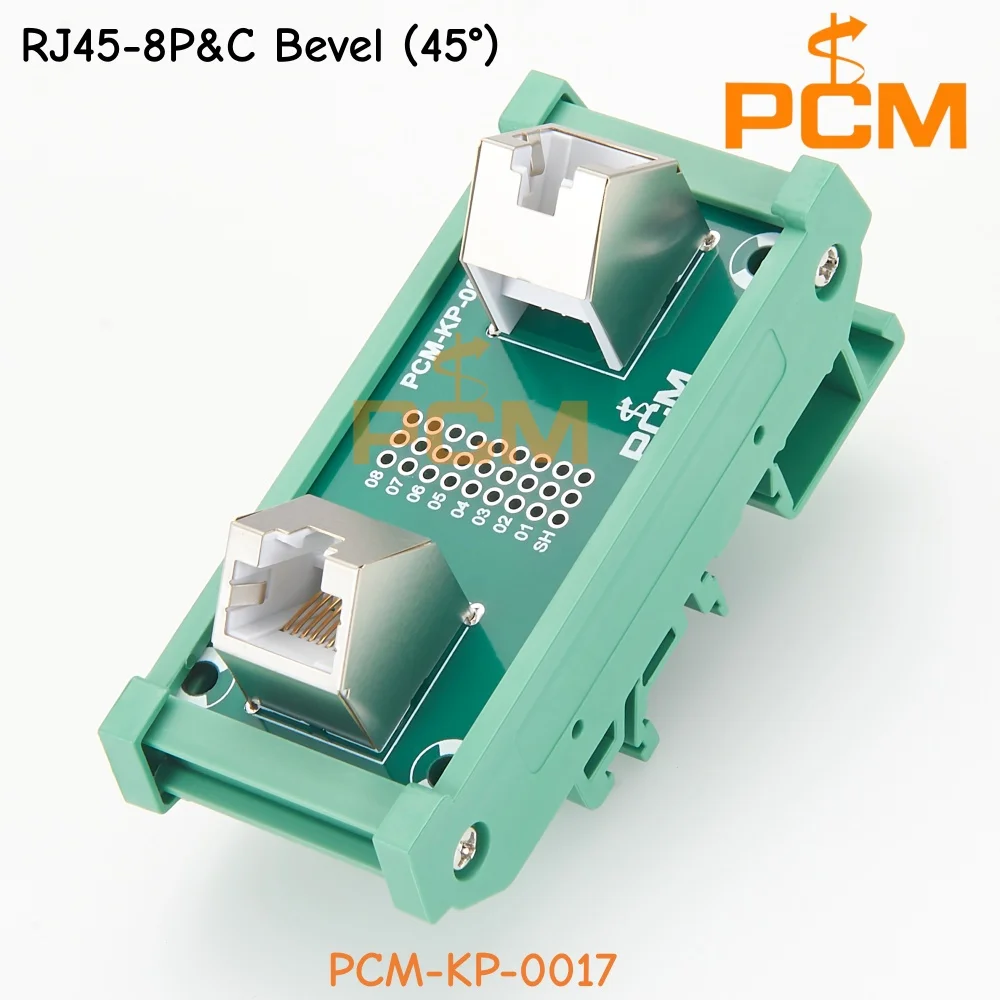 

DIN Rail Dual RJ45 8P8C Module 45 Degree Angle Ethernet Network Interface Adapter for Industrial Automation & Control Cabinet