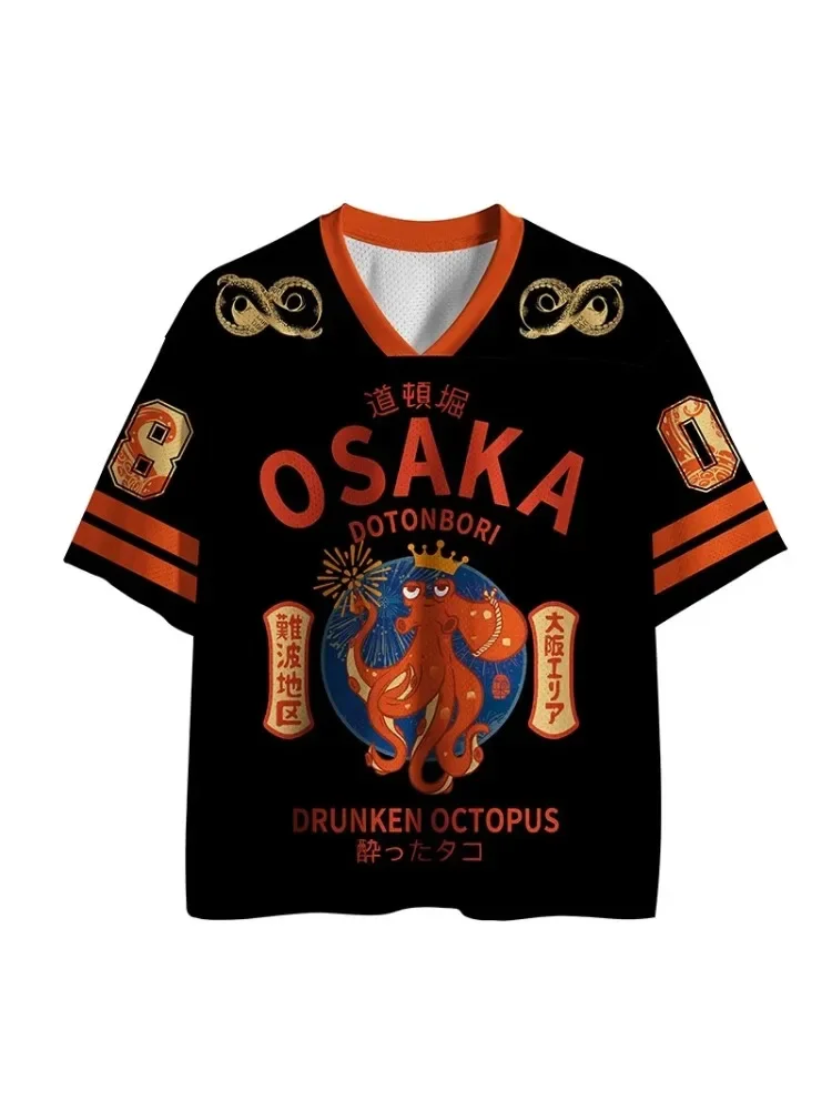 Japanisches klassisches Oktopus 3D-Druck Sport-Schnelltrocken-Herren-T-Shirt mit V-Ausschnitt, Outdoor, Streetwear, Casual, Original Subkultur Y2K, Elternkleidung – Detail 8
