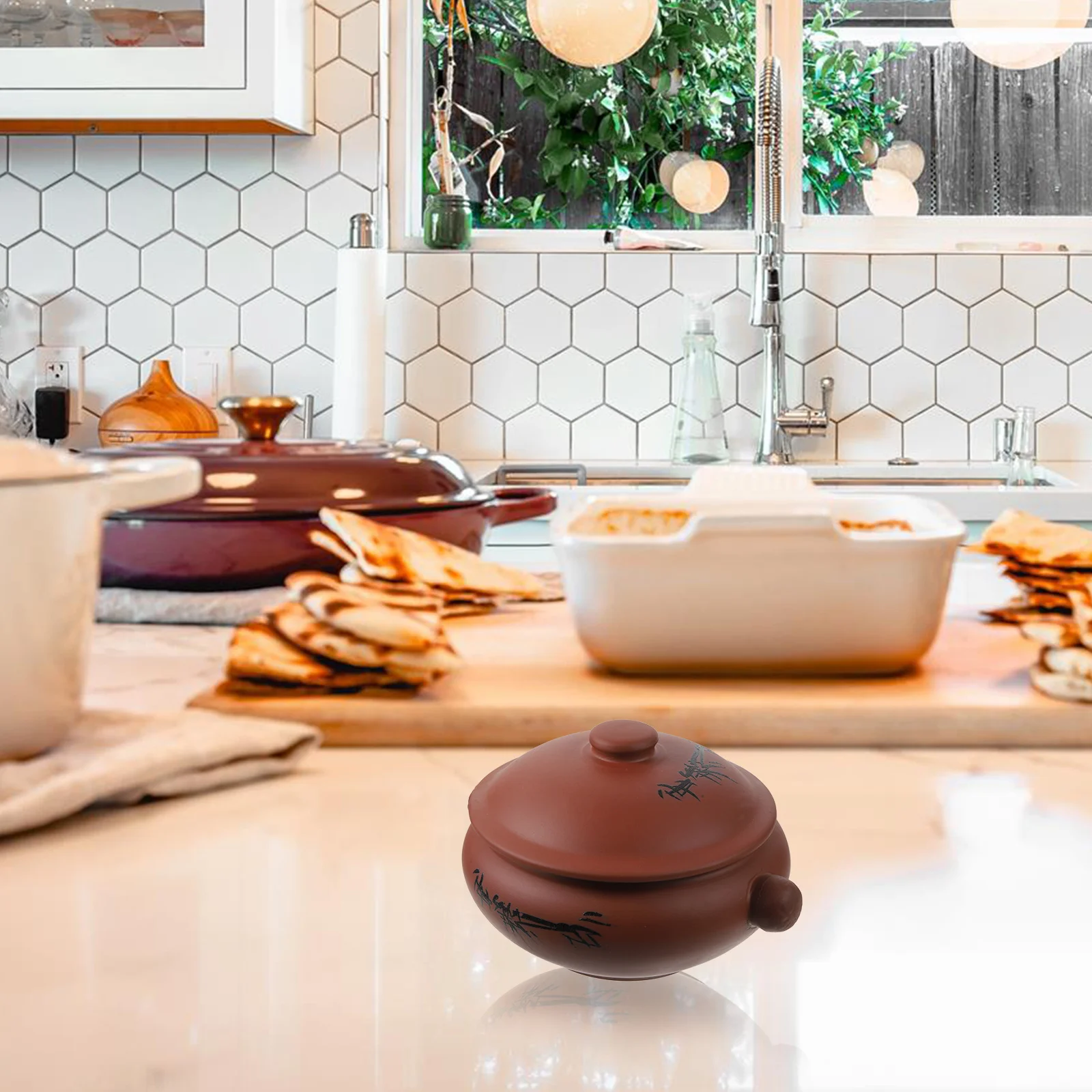 

1Pcs Ceramic Casserole Stew Pot Multi-Functional Steam Cooking Soup Healthy Slow Cooker for Home Use Assorted Color