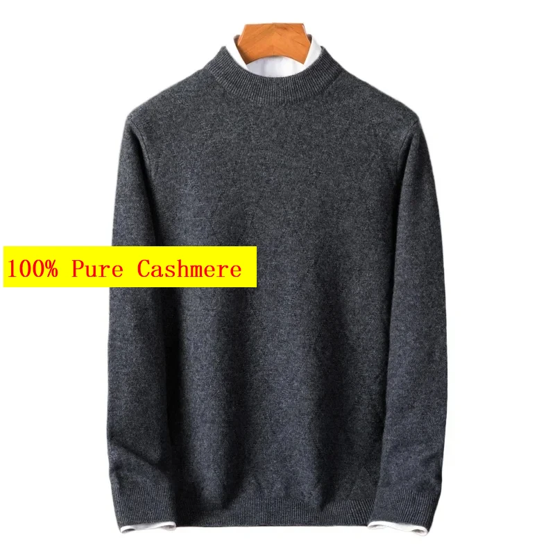 New Arrival Autumn Winter 100% Cashmere Sweater Men's Diamond Jacquard Knitted Pullover Plus Size S M L XL 2XL 3XL 4XL 5XL 6XL