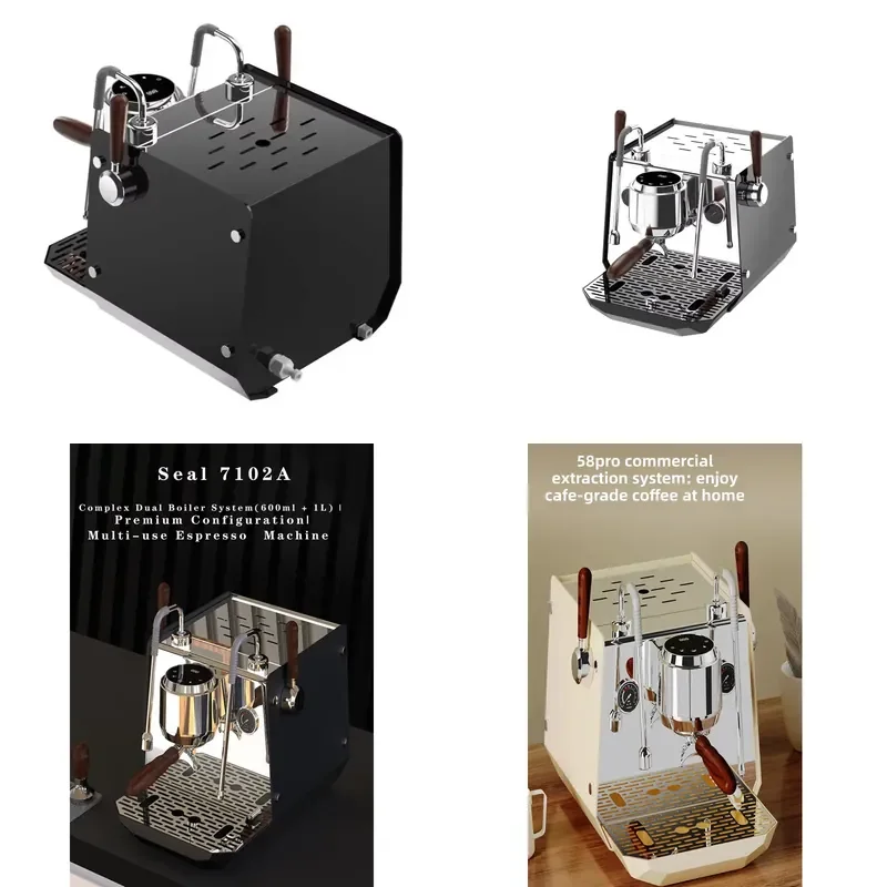 High-end electric multi-function semi-automatic espresso machine stainless steel solid wood handle for hotel use