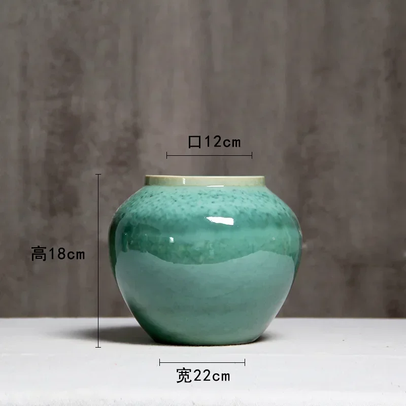 Ceramic Countertop Vase, Coarse Pottery, Modern Chinese Retro, Handmade Large Pot, Unique Home Decor, Elegant Flower Pot