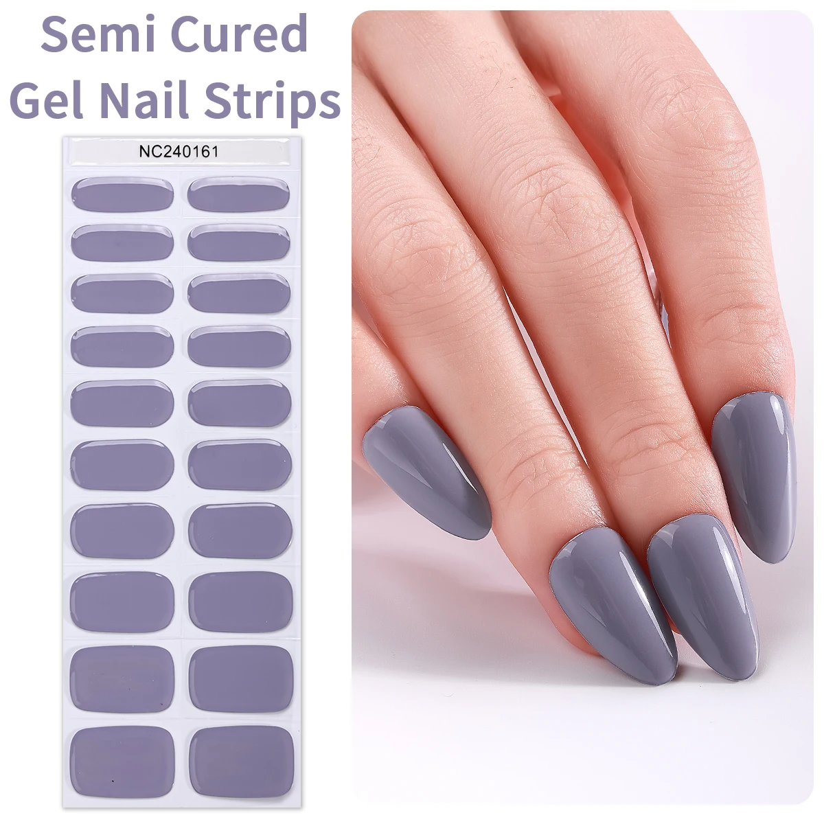 Tiras de Gel semicurado para uñas, pegatinas de Gel UV de Color sólido, autoadhesivas para manicura, 20 puntas, champán