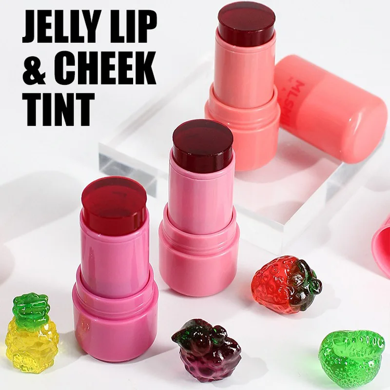 4Colors Multi-Use Jelly Tint Blush Stick Moisturizing Natural Lip Eyes Cheek Stain Water Lip Gloss Brighten Cream Contour Makeup