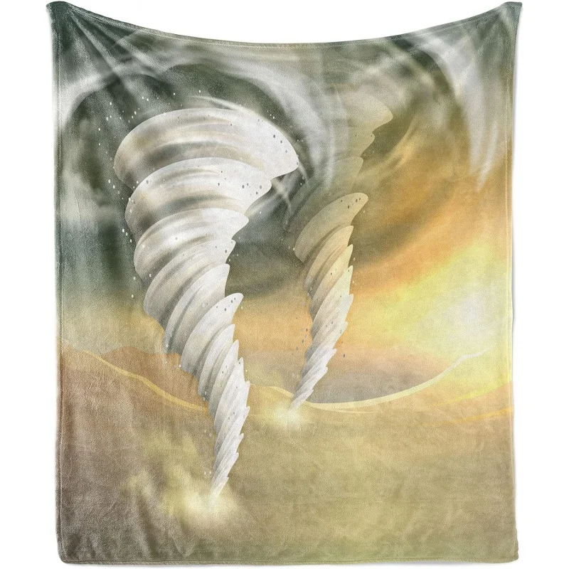 

Abstract hurricane and sun cloud interweaving blanket on desert landscape, 60 inches x 50 inches