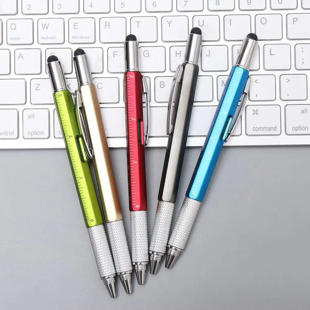 Multi-functional Capacitive Pen with Screwdriver Spirit Level Ballpoint Pen Mobile Phone Screen Touch Gadgets Construction Tools