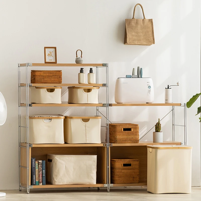 Japanese Fabric Storage Case with Dust Cover, Laundry Basket, Bamboo Edge, Sealing Organizer Box, Simple Folding, Storing Toys