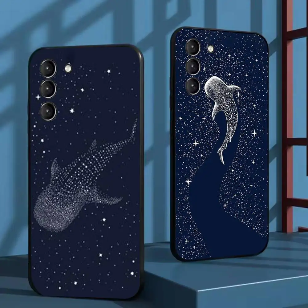 

Space Ocean Whale Shark Phone Case For Samsung Galaxy A73,72,51,53,52,71,22,5G,Note,J7,8,9 Soft Black Cover