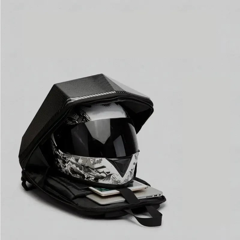 Motorcycle Rider Hard Shell Backpack Men Backpack Oversized Easy Waterproof Riding Equipment Motorcycle Carbon Fiber Helmet Bag
