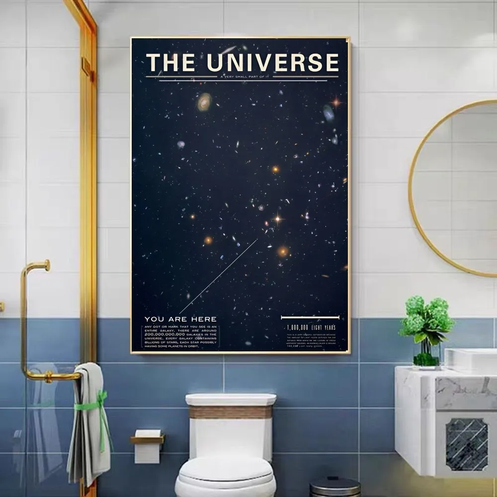 Universe Space Poster Sticky HD Quality Wall Art Retro Posters for Home Kawaii Room Decor