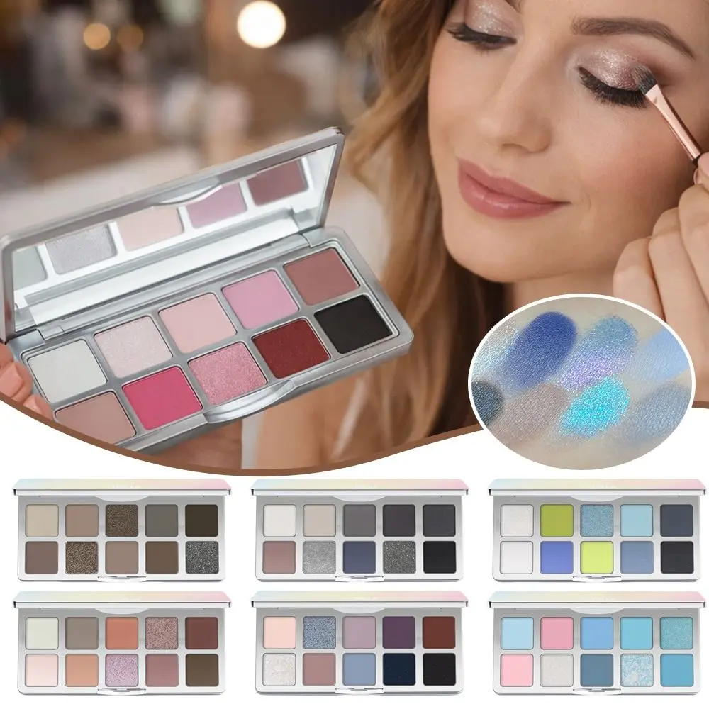 Gifts Multifunctional Pearlescent Palette Ten-color Fine Shimmer Blue Eyeshadow Palette Matte Makeup Tools