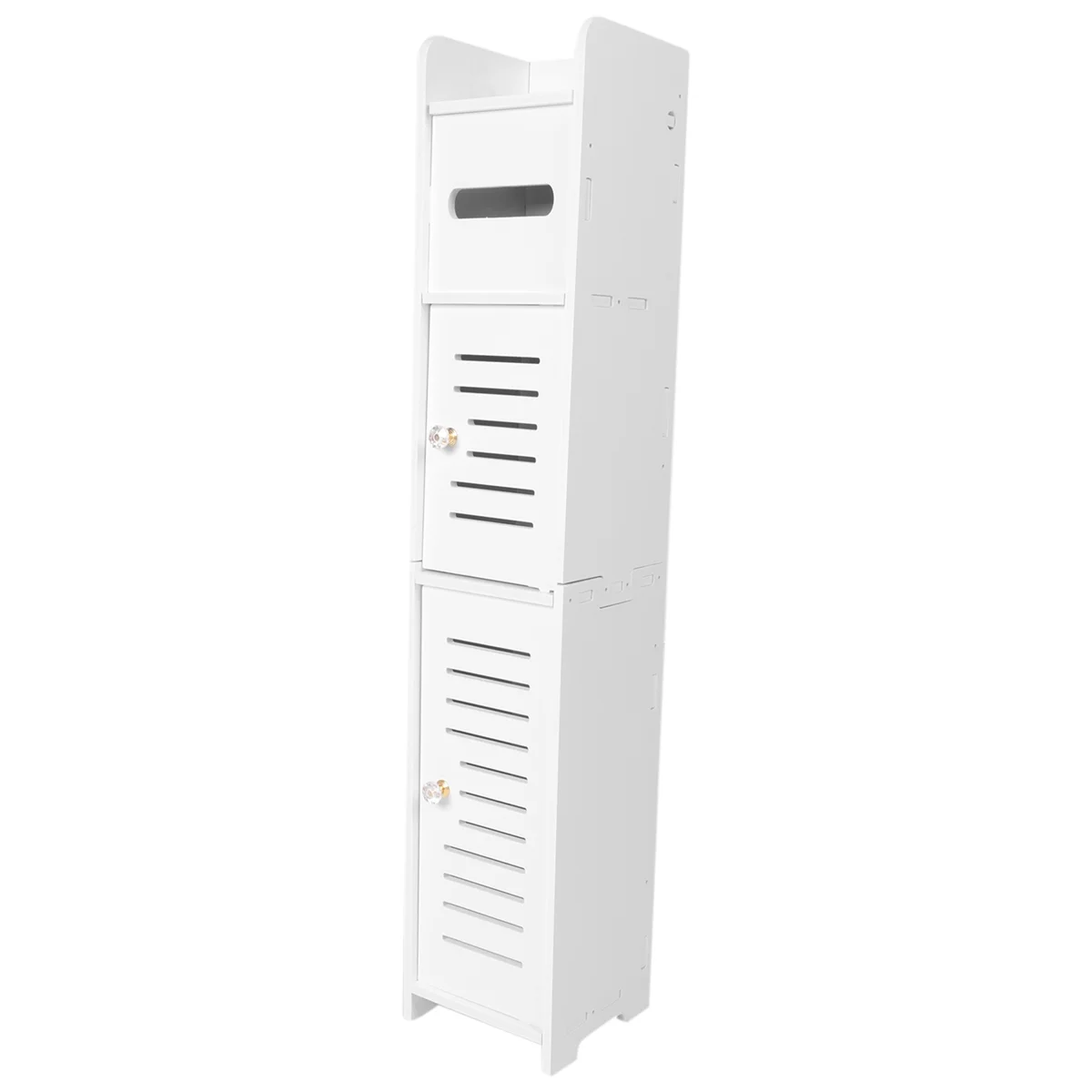 Storage Cabinet for Small Spaces, Over the Toilet Cabinet for Skinny Bathroom Storage Corner Floor (White)