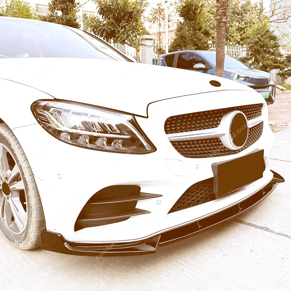 For Mercedes W205 S205 A205 Front Bumper Lip Spoiler Splitter Diffuser C200 C300 C400 C43  AMG-Line 2019-2021 Bodykits Tuning