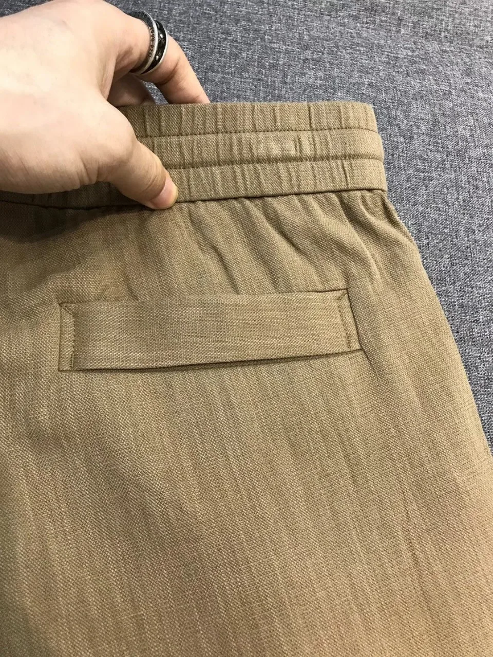 ZEG Men Drawstring Elastic Waist Egyptian Cotton Linen Blend Casual Straight Pants