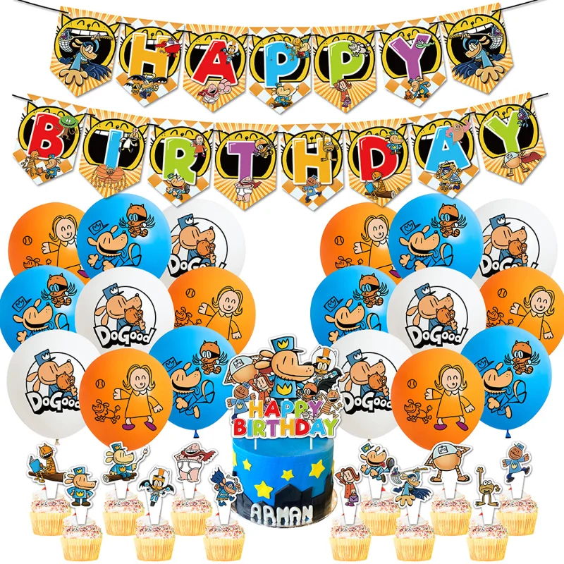 

Dog Mans Theme Party Cartoon Animals Pet Happy Birthday Party Supplies Set Latex Balloon Paw Dogman Cake Topper Banner Flag Toy
