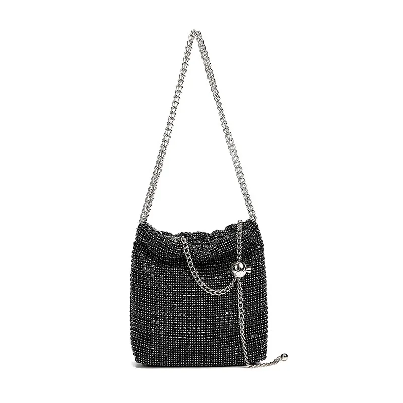 Fashion Rhinestone Women's Gold Ball Shoulder Bag Diamond-Encrusted Dinner Messenger Bag for Women Pochette Soirée Femme Mariage
