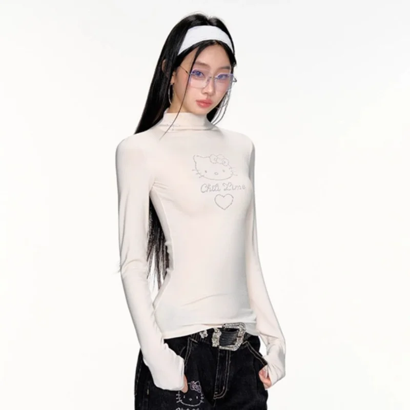 سانريو مرحبا كيتي فتاة هوديي Sweatsuit Kawaii أنيمي موضة عادية مقنع البلوز بأكمام طويلة الخريف البلوز نمط جديد