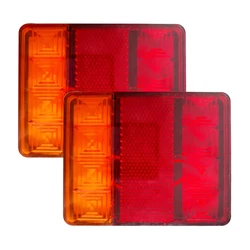 2Pcs 8 LED Tail Lights Rear Lamp Pair Boat Trailer 12V Rear Parts Waterproof IP67 For Truck Vans ATV Lorry Caravans Car Lighting
