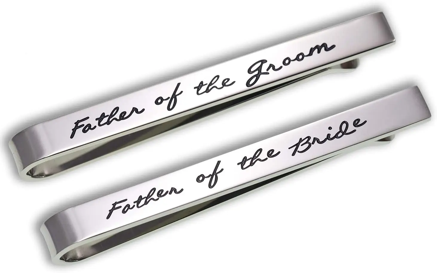 

Stainless Steel Tie Clip Set for Wedding Party Day - Father of the Groom/Bride Gift, Elegant Present for Men